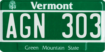 VT license plate AGN303