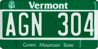 VT license plate AGN304