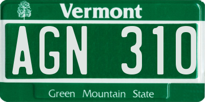 VT license plate AGN310