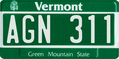 VT license plate AGN311