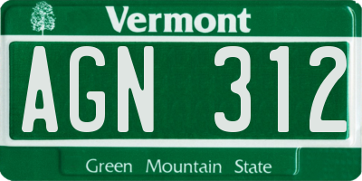 VT license plate AGN312