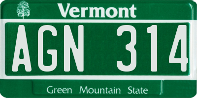 VT license plate AGN314