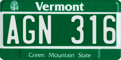 VT license plate AGN316
