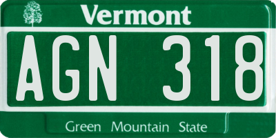 VT license plate AGN318