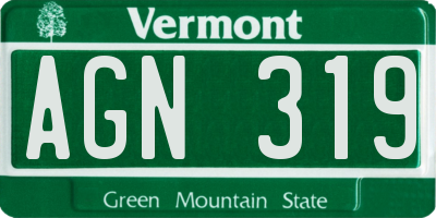 VT license plate AGN319