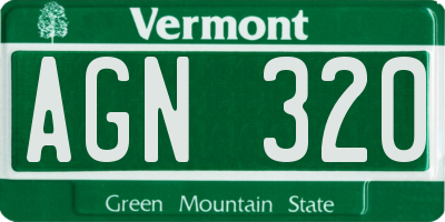 VT license plate AGN320