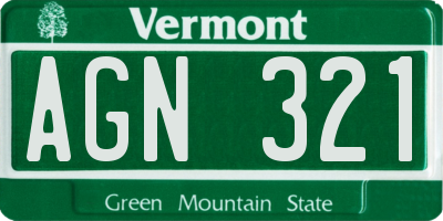 VT license plate AGN321