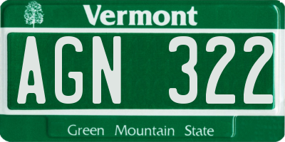 VT license plate AGN322