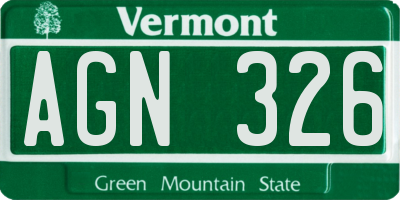 VT license plate AGN326