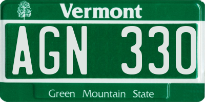 VT license plate AGN330