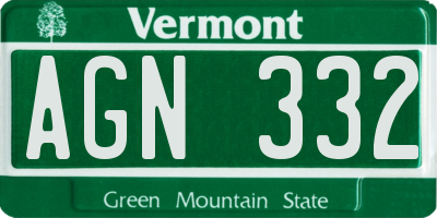 VT license plate AGN332