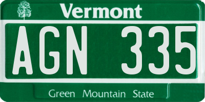 VT license plate AGN335