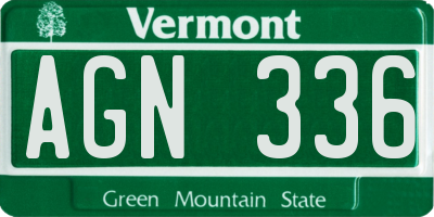 VT license plate AGN336