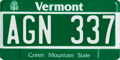 VT license plate AGN337