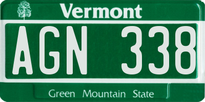 VT license plate AGN338