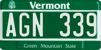 VT license plate AGN339