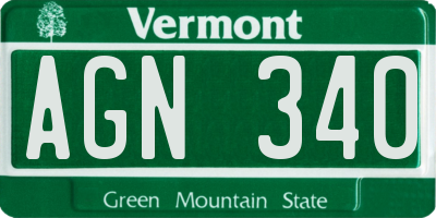 VT license plate AGN340