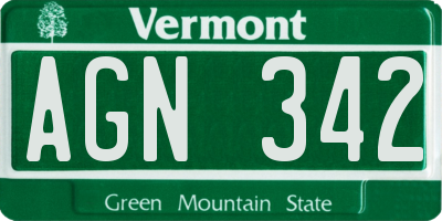 VT license plate AGN342