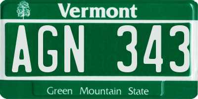 VT license plate AGN343