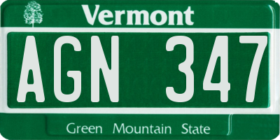 VT license plate AGN347