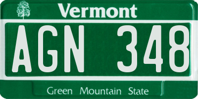 VT license plate AGN348