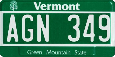 VT license plate AGN349