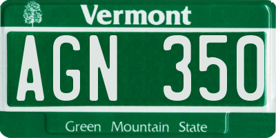 VT license plate AGN350