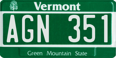 VT license plate AGN351