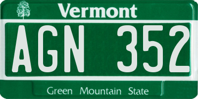 VT license plate AGN352