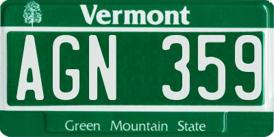 VT license plate AGN359