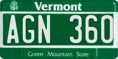 VT license plate AGN360