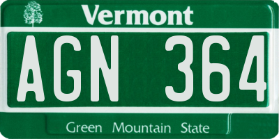 VT license plate AGN364