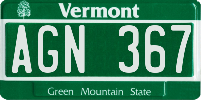 VT license plate AGN367