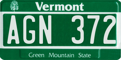 VT license plate AGN372
