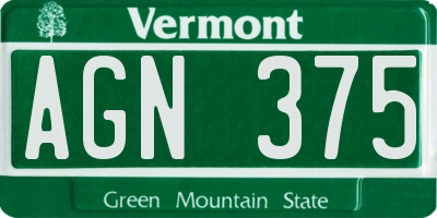 VT license plate AGN375