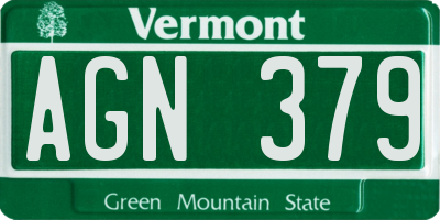 VT license plate AGN379