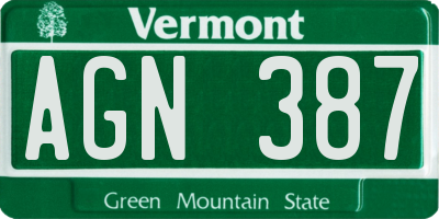 VT license plate AGN387