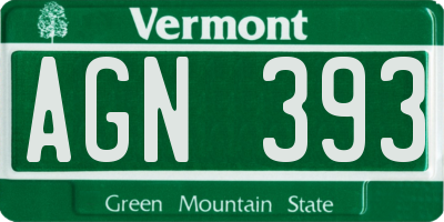 VT license plate AGN393
