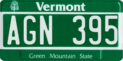 VT license plate AGN395