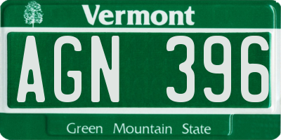 VT license plate AGN396