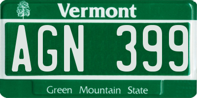 VT license plate AGN399