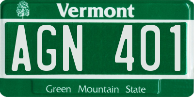 VT license plate AGN401