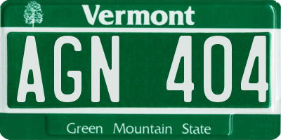 VT license plate AGN404