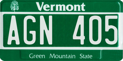 VT license plate AGN405