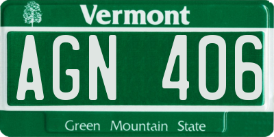 VT license plate AGN406