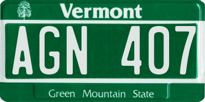 VT license plate AGN407
