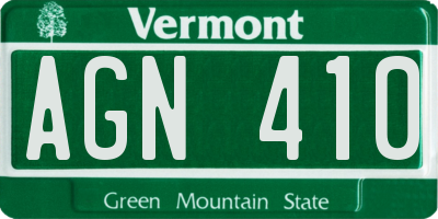 VT license plate AGN410