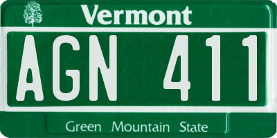 VT license plate AGN411