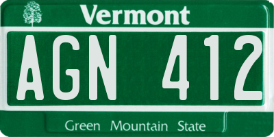 VT license plate AGN412