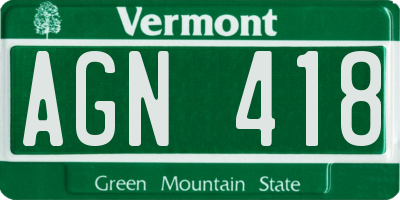 VT license plate AGN418